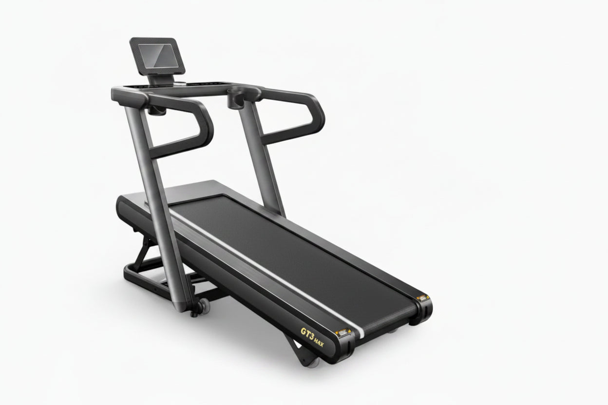 Treadmill with a screen on top on a white background Main image