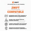 ZWIFT treadmill compatibility information with text and icons on a white background
