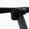 Close-up of a black metal bar with a cup holder on a white background