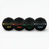Set of four wall balls at different weights on a white background