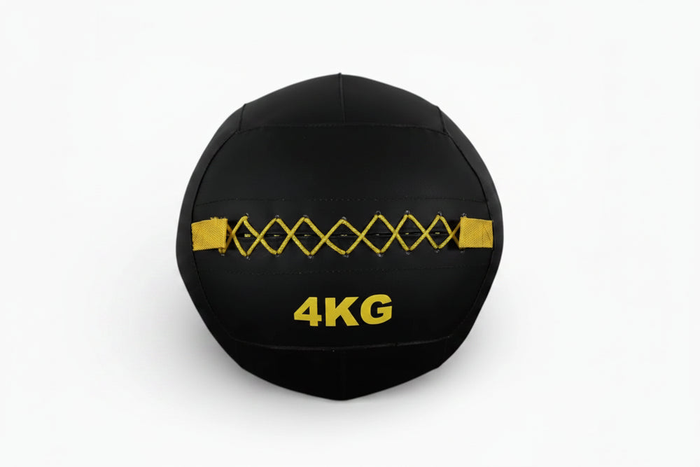 Black slam wall ball 4KG on a white background