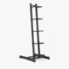 Black weight rack on a white background