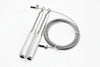 Steel velocity jump rope in silver on a white background