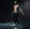 Man skipping in the rain