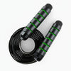 Black and green jump rope on a white background