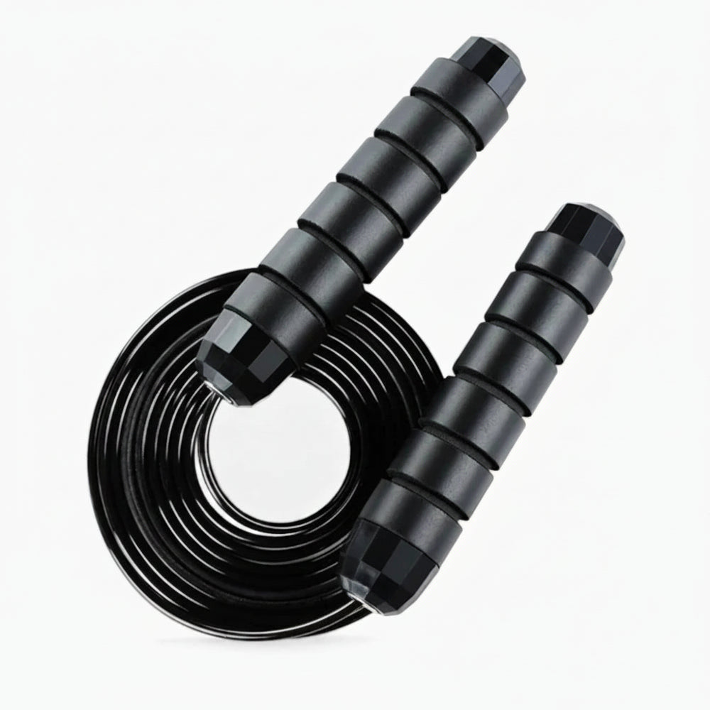 Black metal hose with connectors on a white background