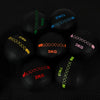 Set of slam balls with visible weights on a dark background