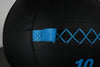 Black slam ball with blue accents on a dark background