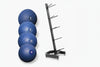 Blue threaded slam ball set and storage rack on a white background