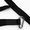 Black pull strap band with carabiner on a white background