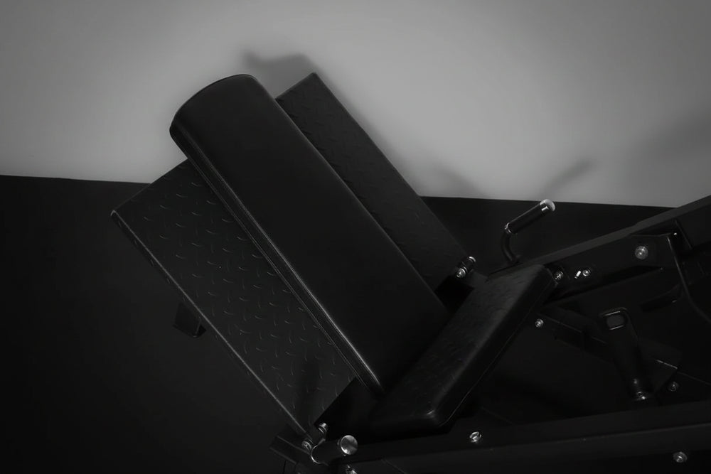 Black gym bench cushion on a gray background