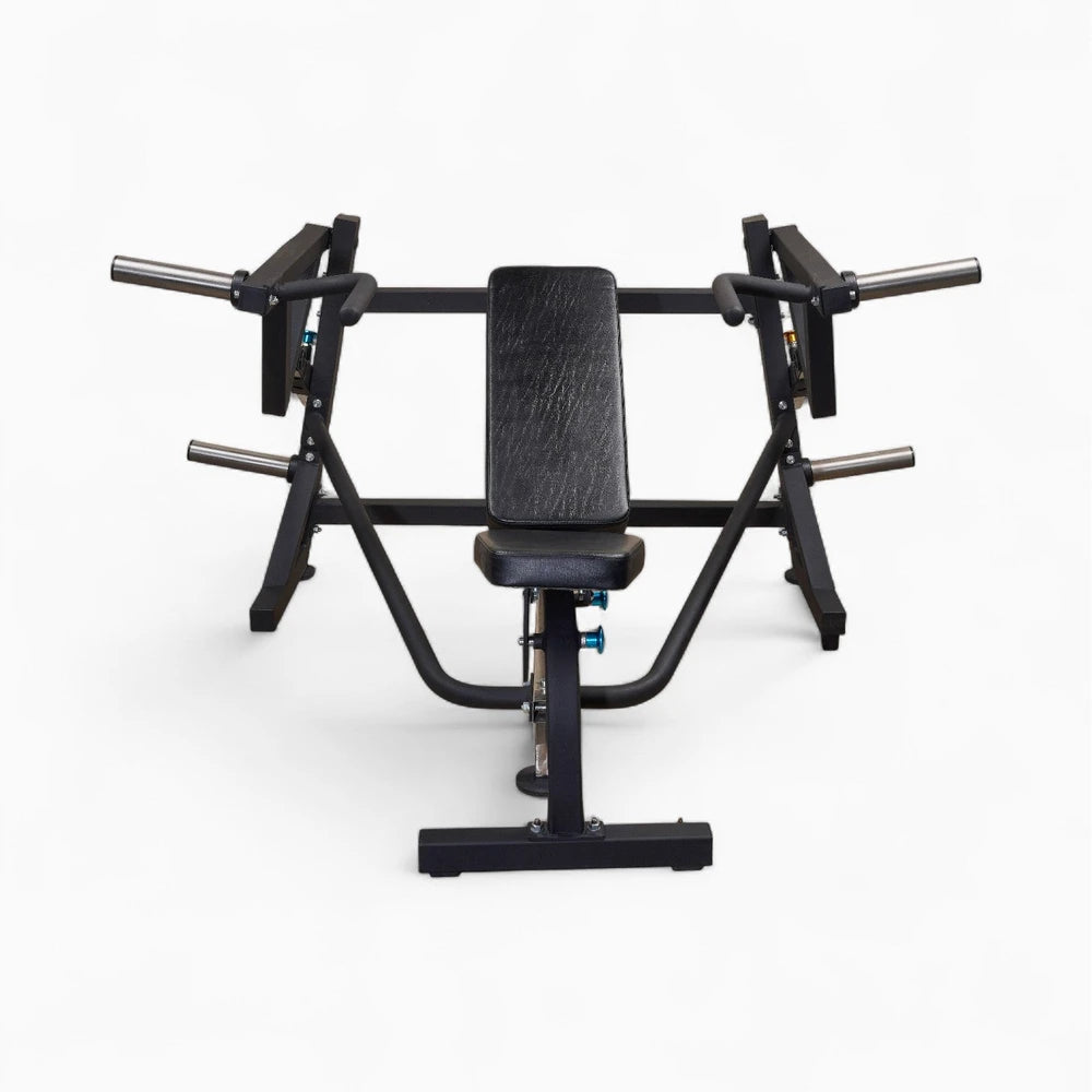 Commercial plate loaded chest press on a white background