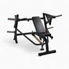 Black commercial plate loaded chest press on a white backgrond