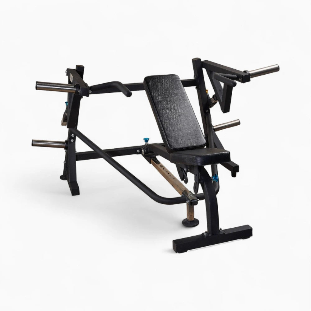 Black commercial plate loaded chest press on a white backgrond - Premium Weight Plates | Gym Superstore