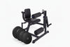 Semi-commercial leg extension and hamstring curl machine with weight plate set