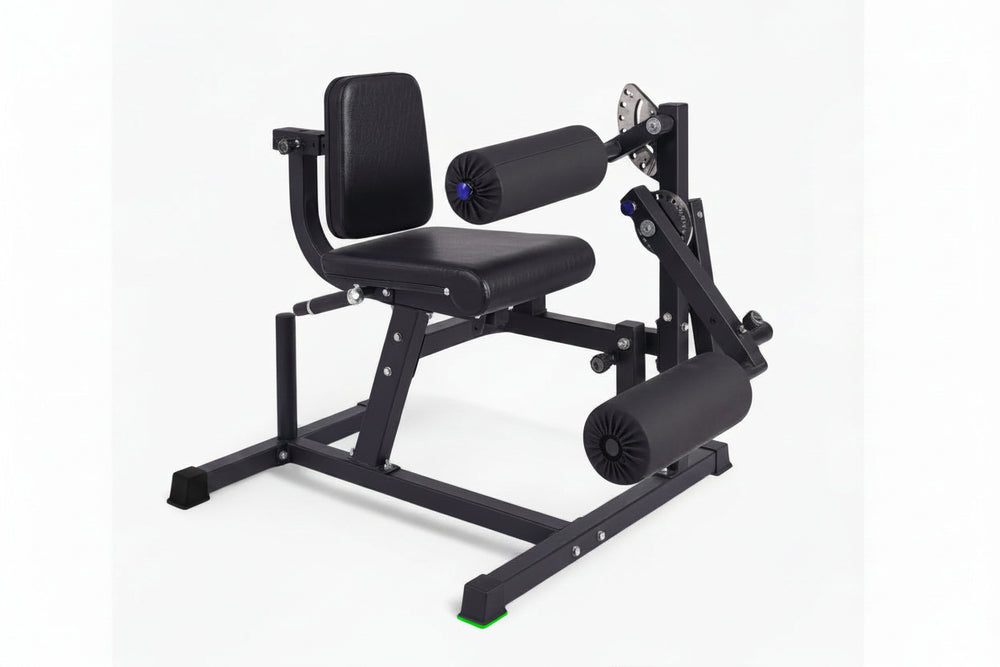 Semi-commercial leg extension and hamstring curl machine on a white background