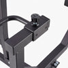 Close-up of an adjustment screw on a row machine on a white background