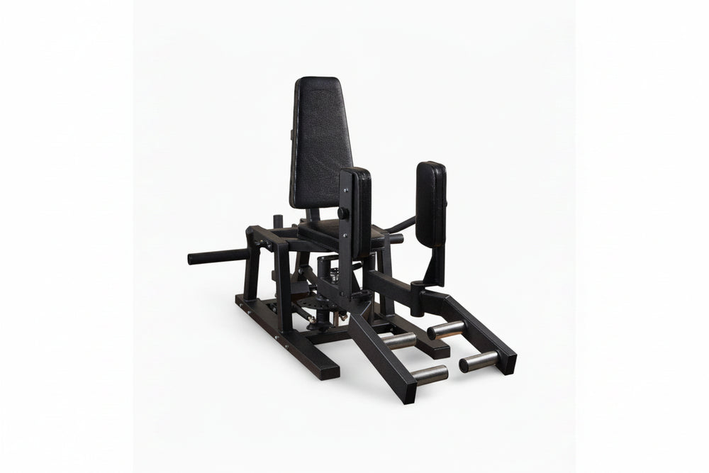 Black Plate-Loaded Hip Abductor/Adductor Machine on a white background