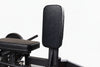 Black gym machine seat on a white background
