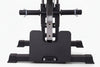 Black metal bracket of a cable machine with textured base on a white background
