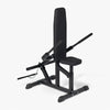 Black seated dip machine on a white background