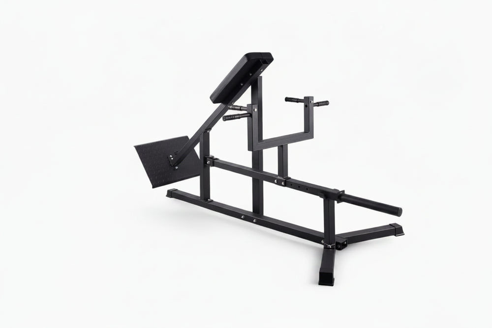 Black weight lifting bench on a white background