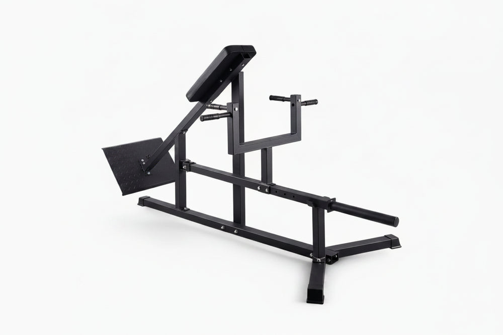 Black weight lifting t row bar machine on a white background