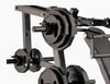 Close-up of a multi purpose chest press gym weight machine on a white background