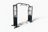 Black cable machine gym equipment on a white background