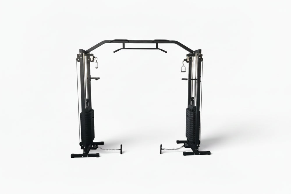Black fitness equipment on a white background