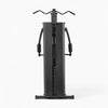 Black cable machine gym equipment on a white background