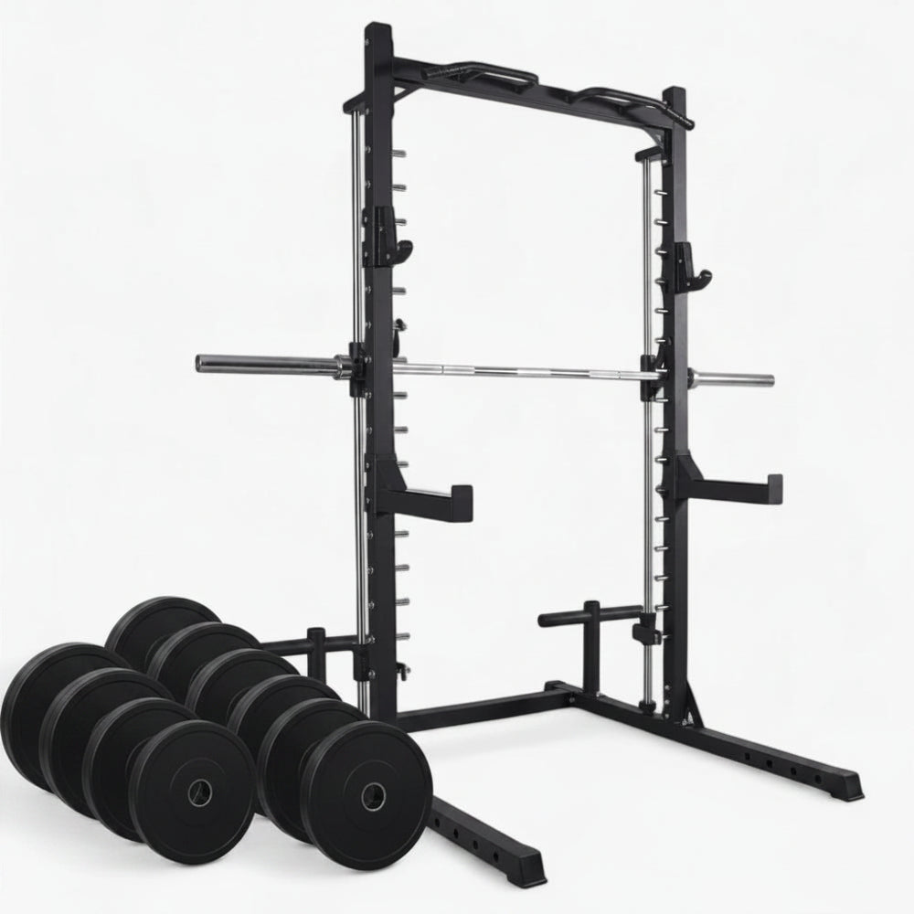 Commercial all in one smith machine with barbell and set of 10 weight plates