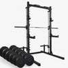 Smith machine with rack combo for weight lifting and strength training