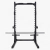 Commercial smith machine with adjustable height rack placement