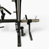 Weight storage peg and safety stopper on a smith gym machine