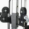 Adjustable dual pulley system on a vertical guide rail