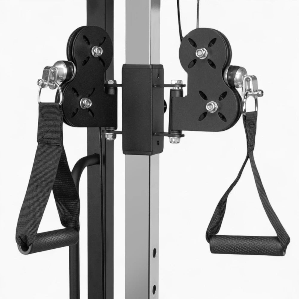 Adjustable dual pulley system of gym cable machine