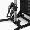 Dual cable connections connected to standard plate loaded weights