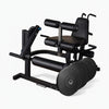 Leg extension and curl machine for commercial gyms with weight plate set