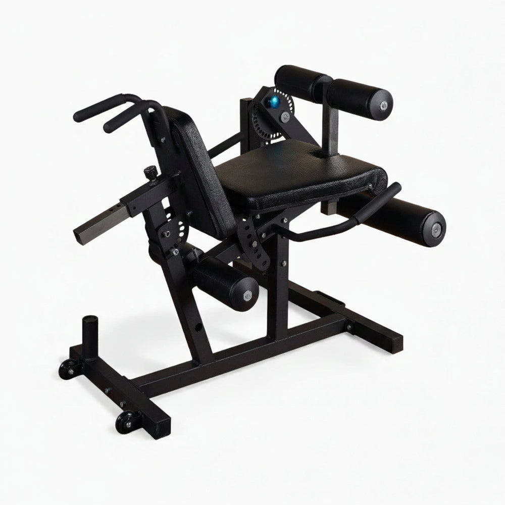 Angled view of commercial Leg Extension and Curl Machine on a white background