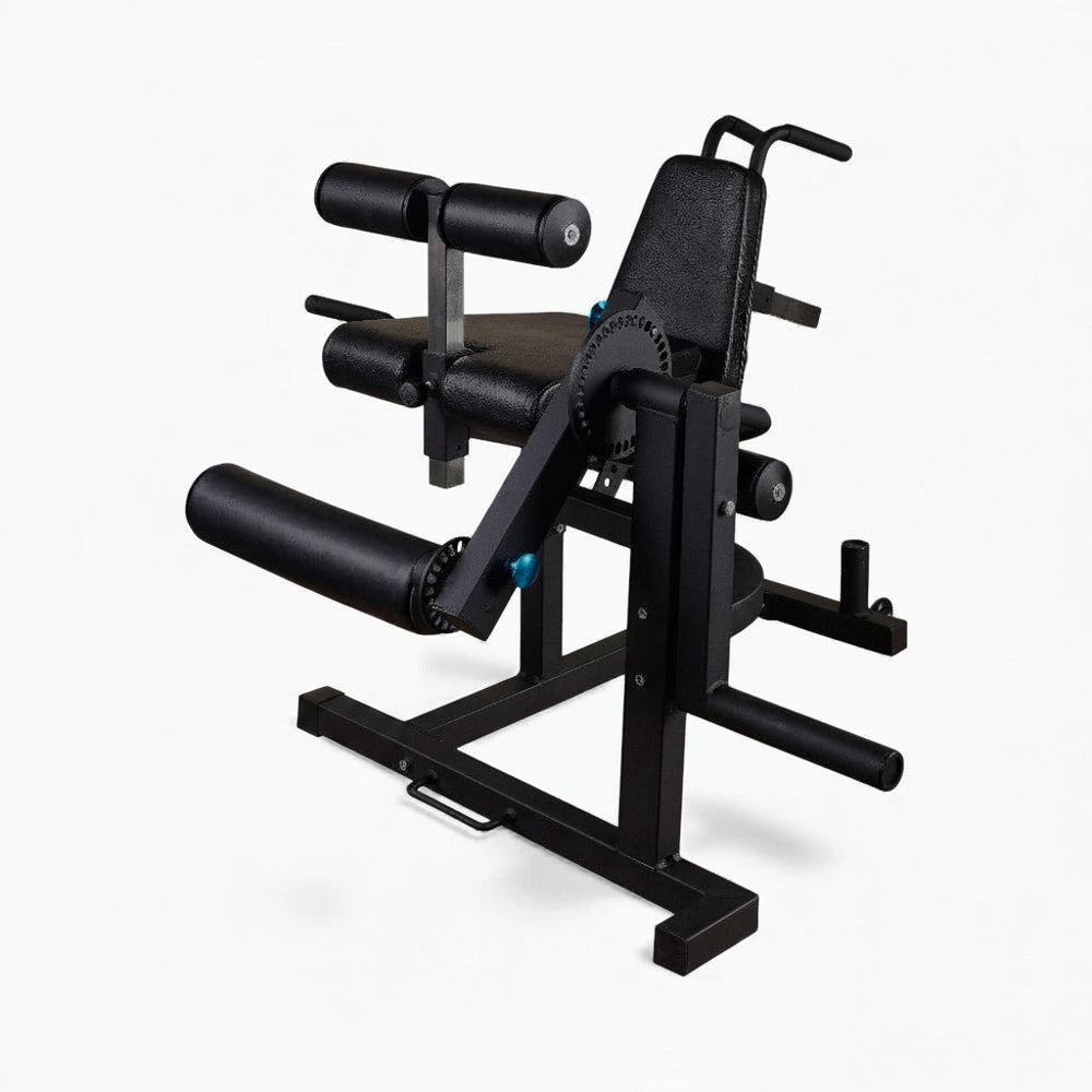 Leg extension and curl machine for commercial and home gyms on a white background