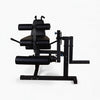 Black steel commercial leg extension and curl machine on a white background