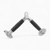 Chrome steel V-shaped tricep cable attachment with textured rubber grips