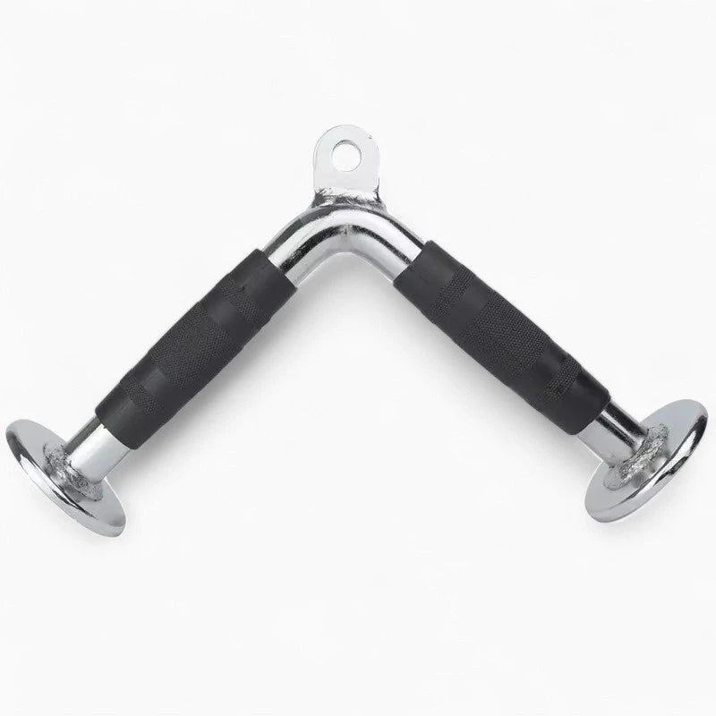 Angled tricep fitness accessory for gym pulley machines