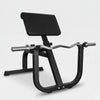 Black gym bench for preacher curls on a white background