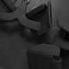 Close up of gym cable attachments on a black background