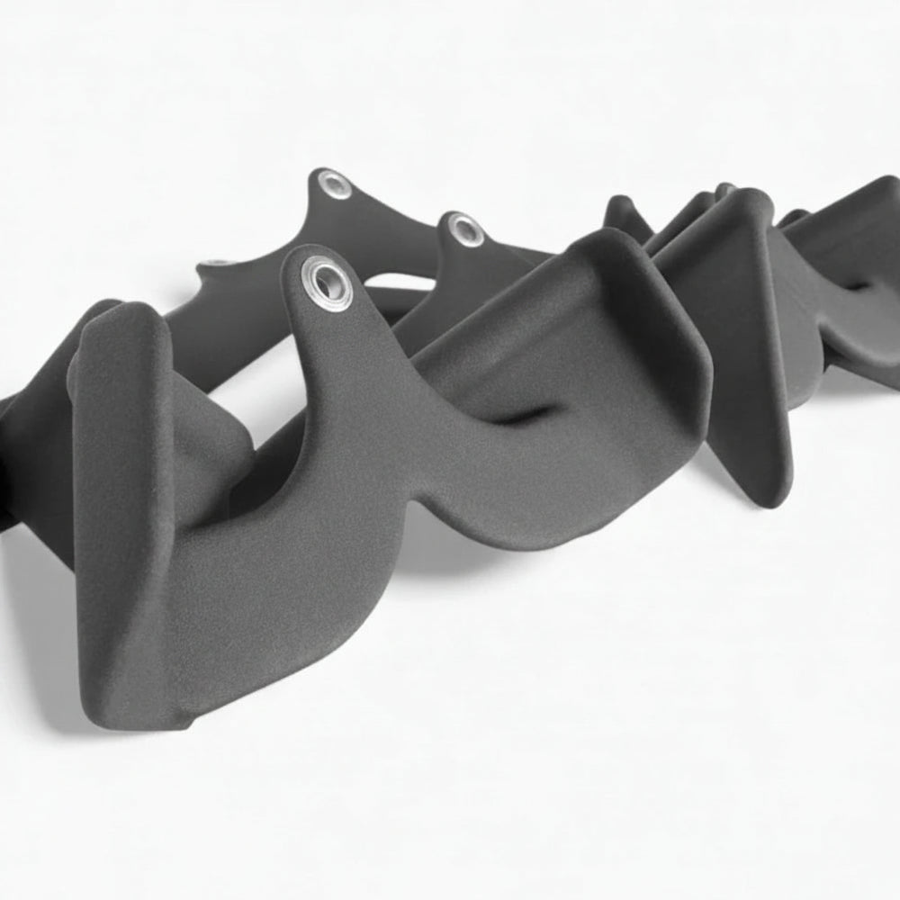 Set of cable attachments for gym equipment on a white background