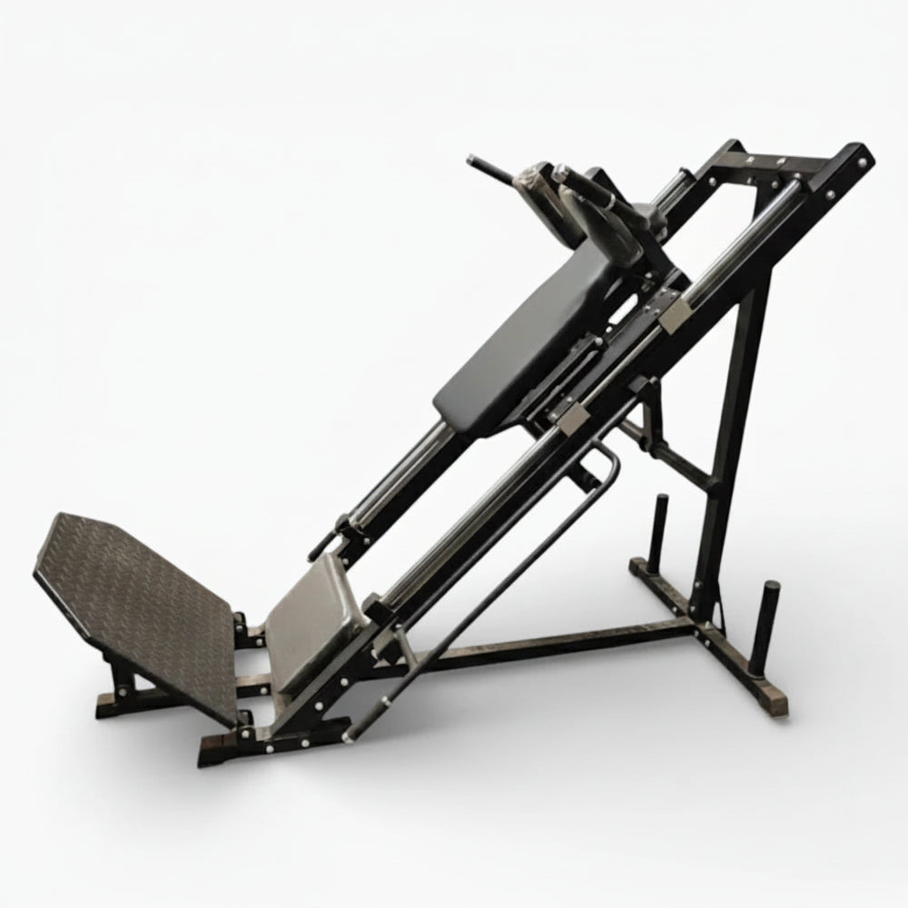Leg press machine on a white background