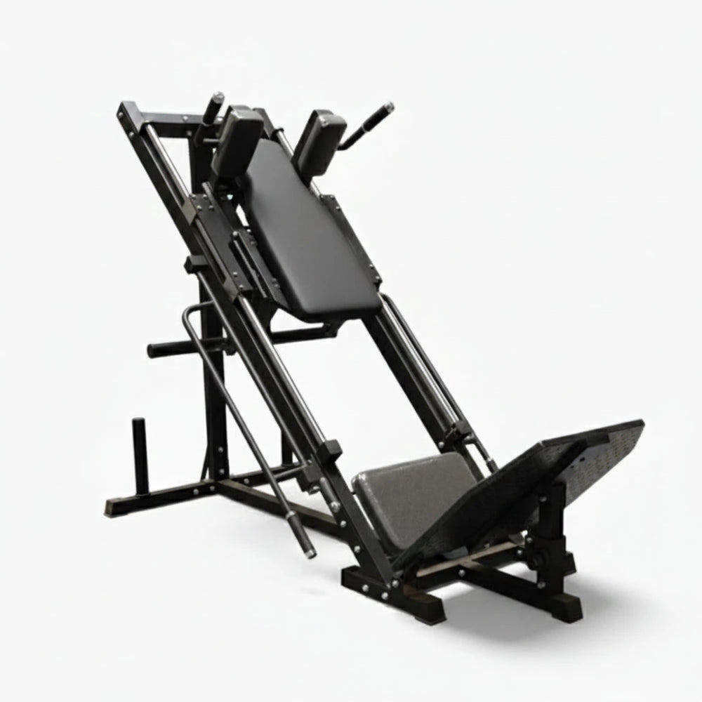 Black leg press on a white background