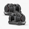 Pair of adjustable dumbbells on a white background